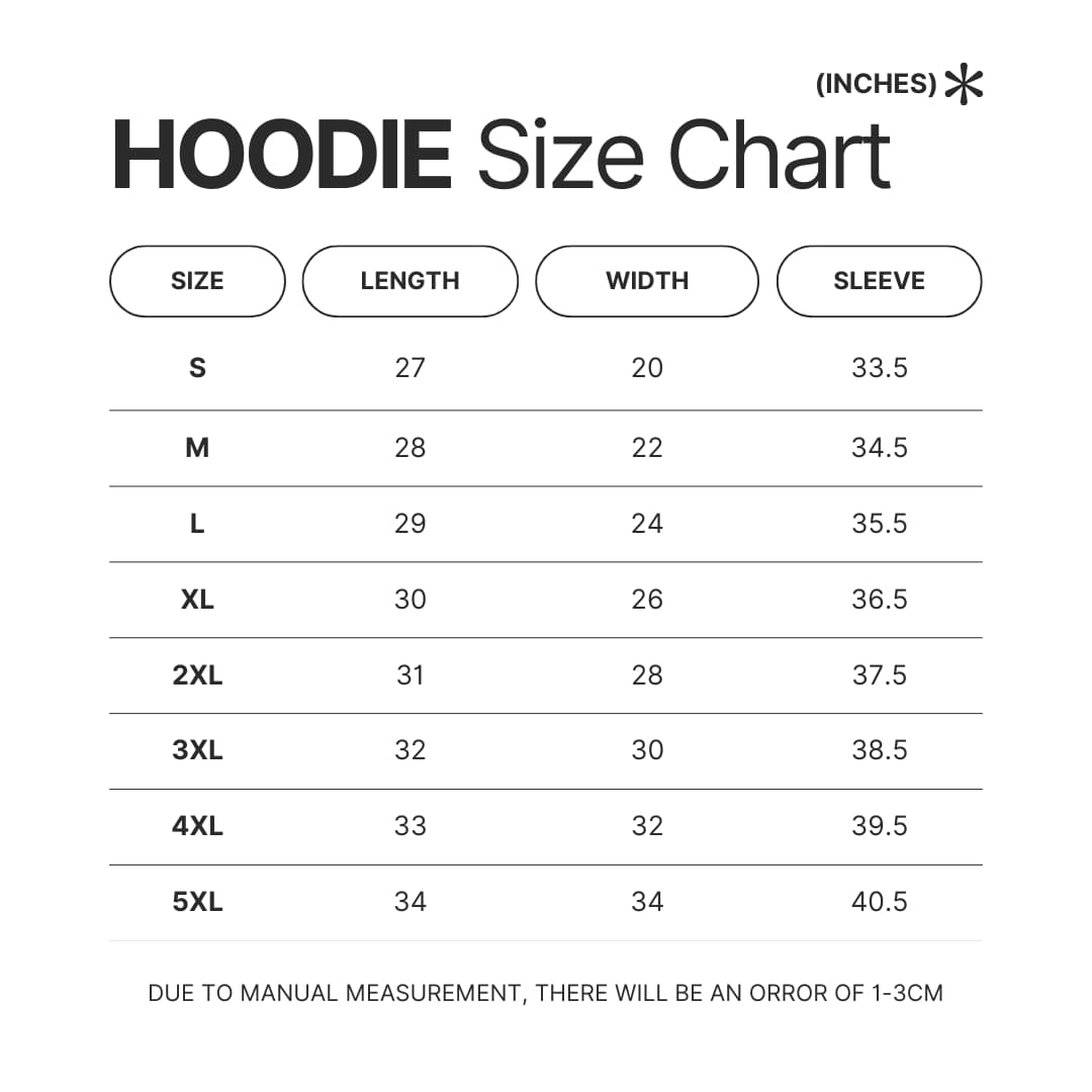 Hoodie Size Chart - Hozier Store