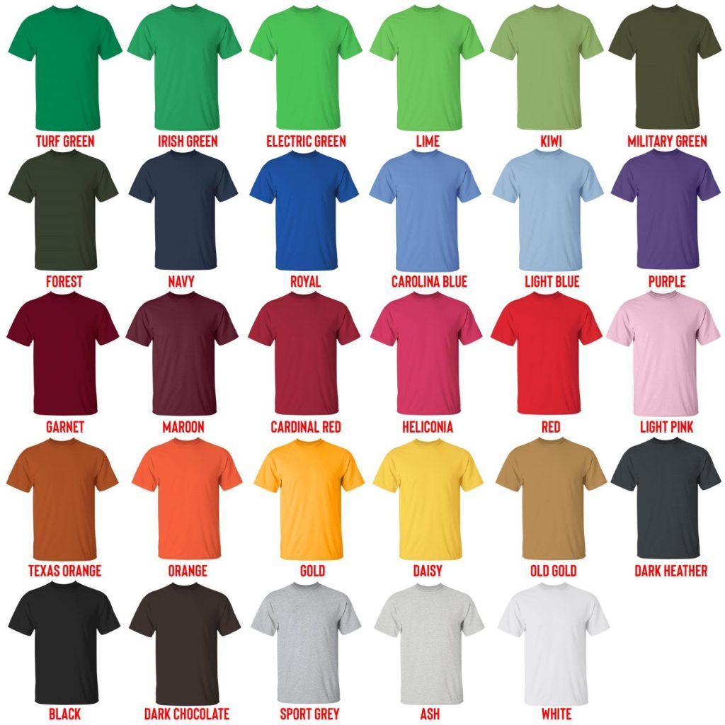 t shirt color chart - Hozier Store